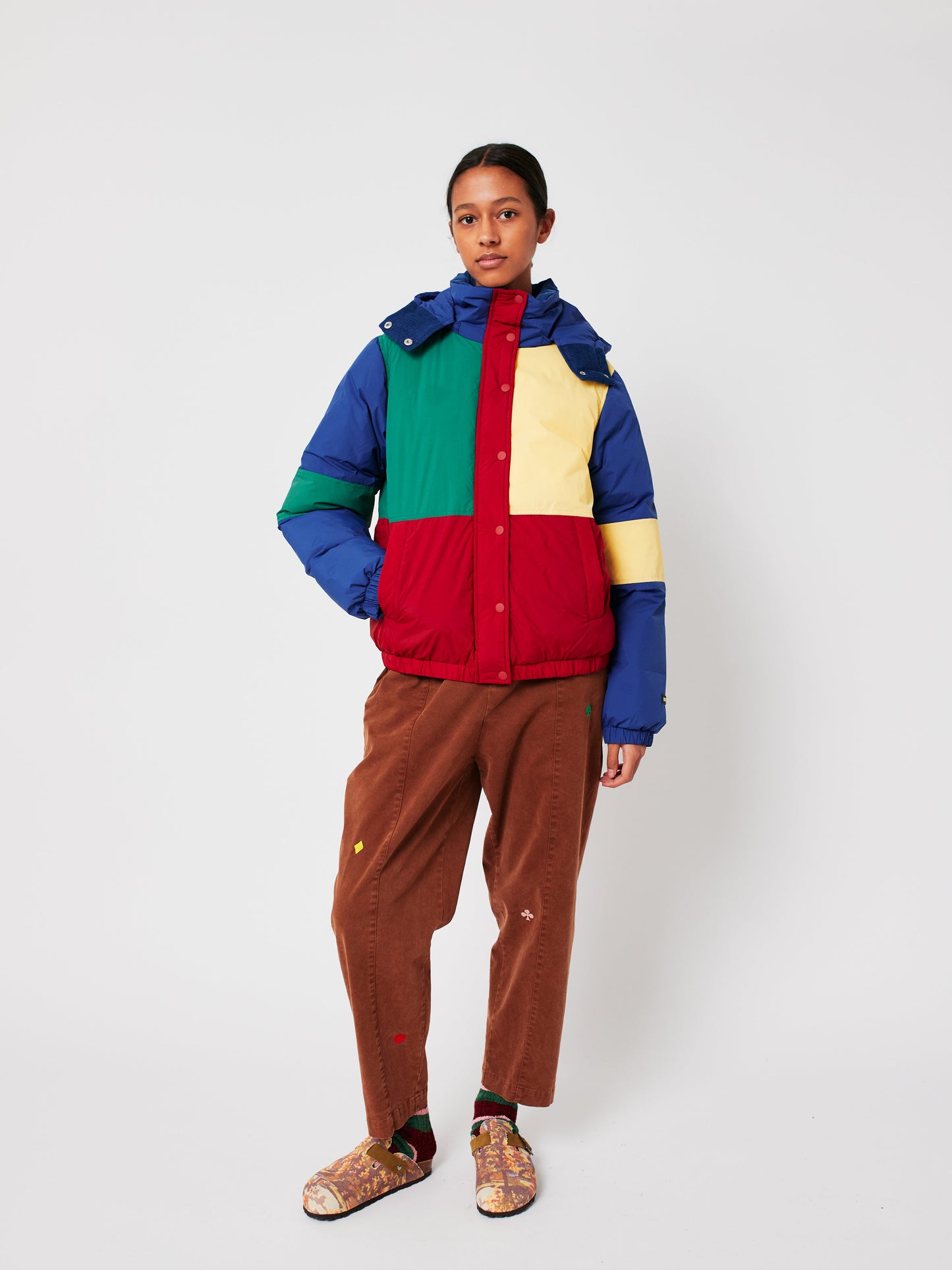 Color block padded puffer
