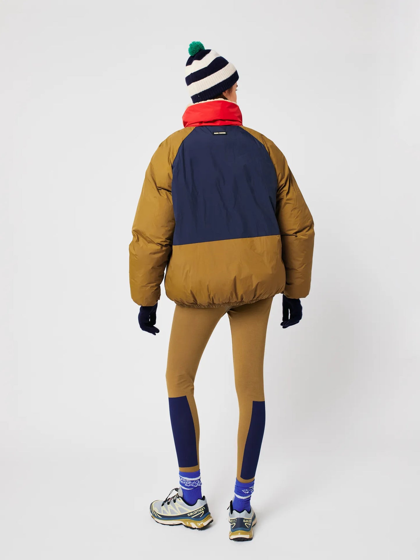 Color block ranglan sleeve padded puffer