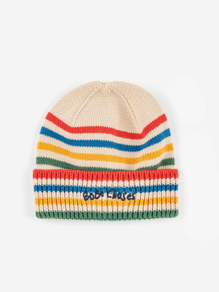 Tic Tac Toe knitted striped beanie