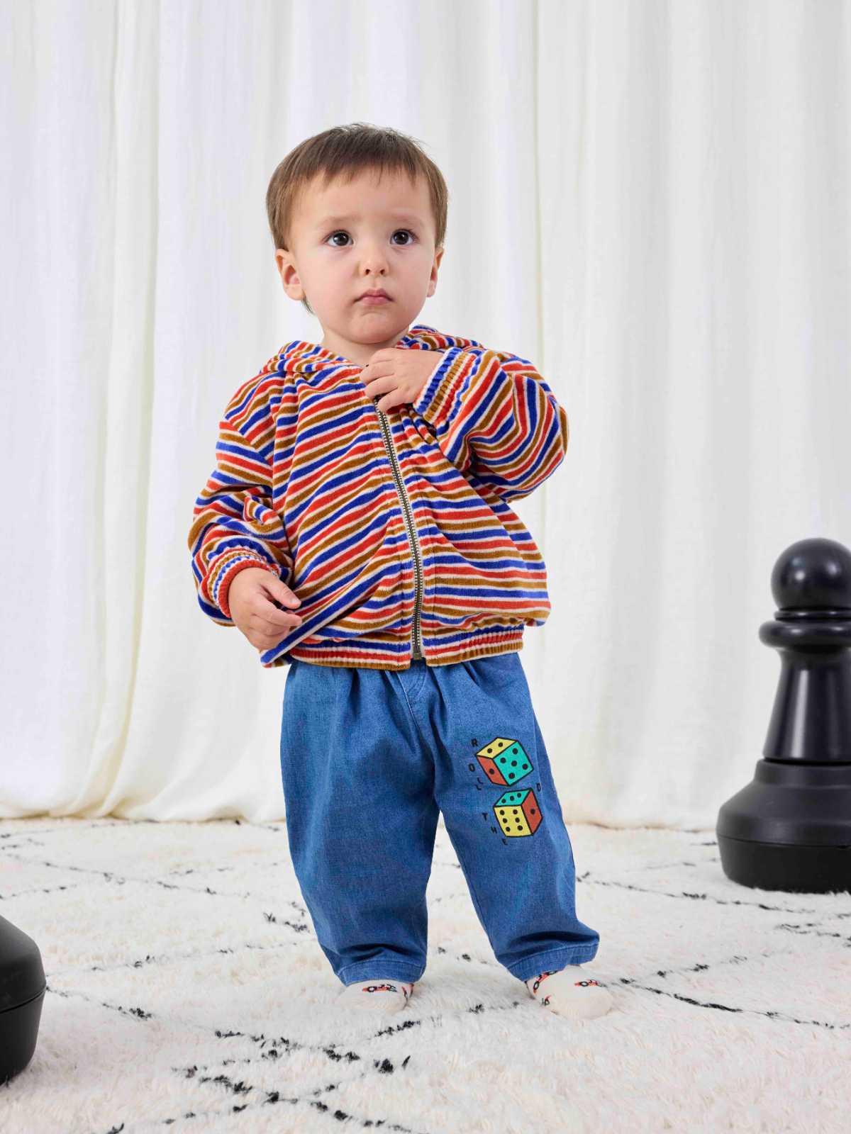 Have Fun striped zipped hoodie