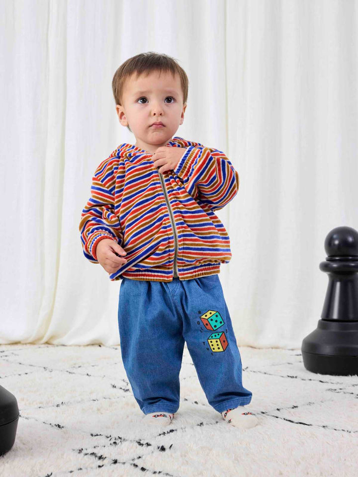 Have Fun striped zipped hoodie