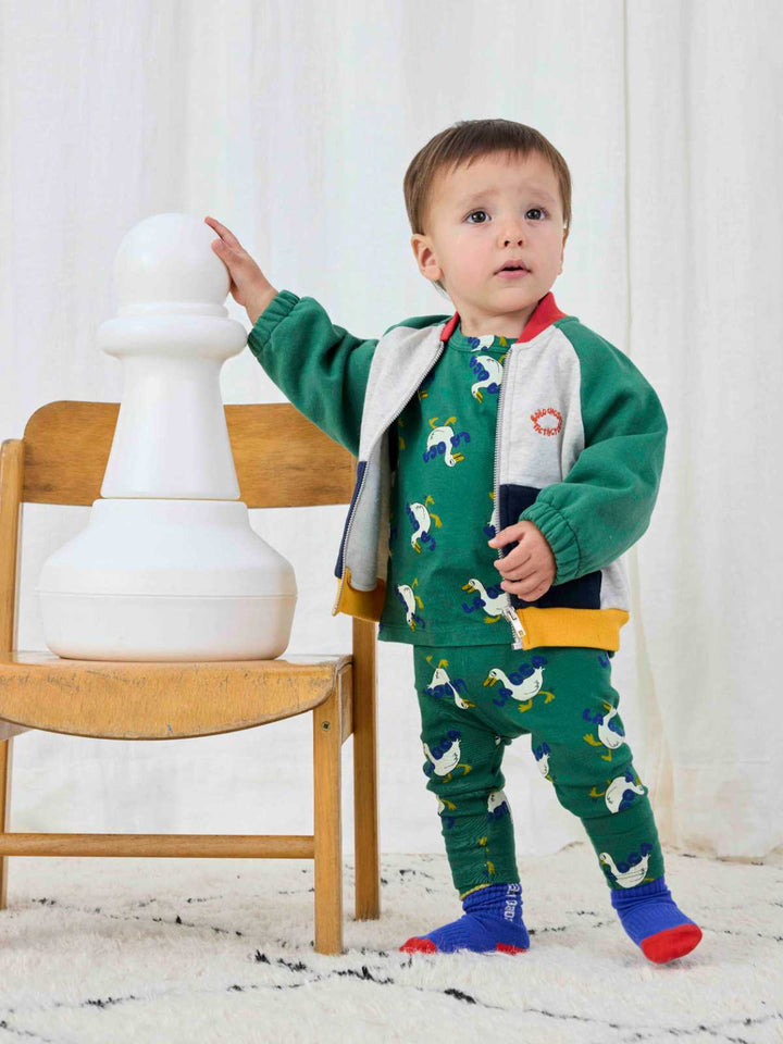 Tic Tac Toe color block zipped sweat blouson