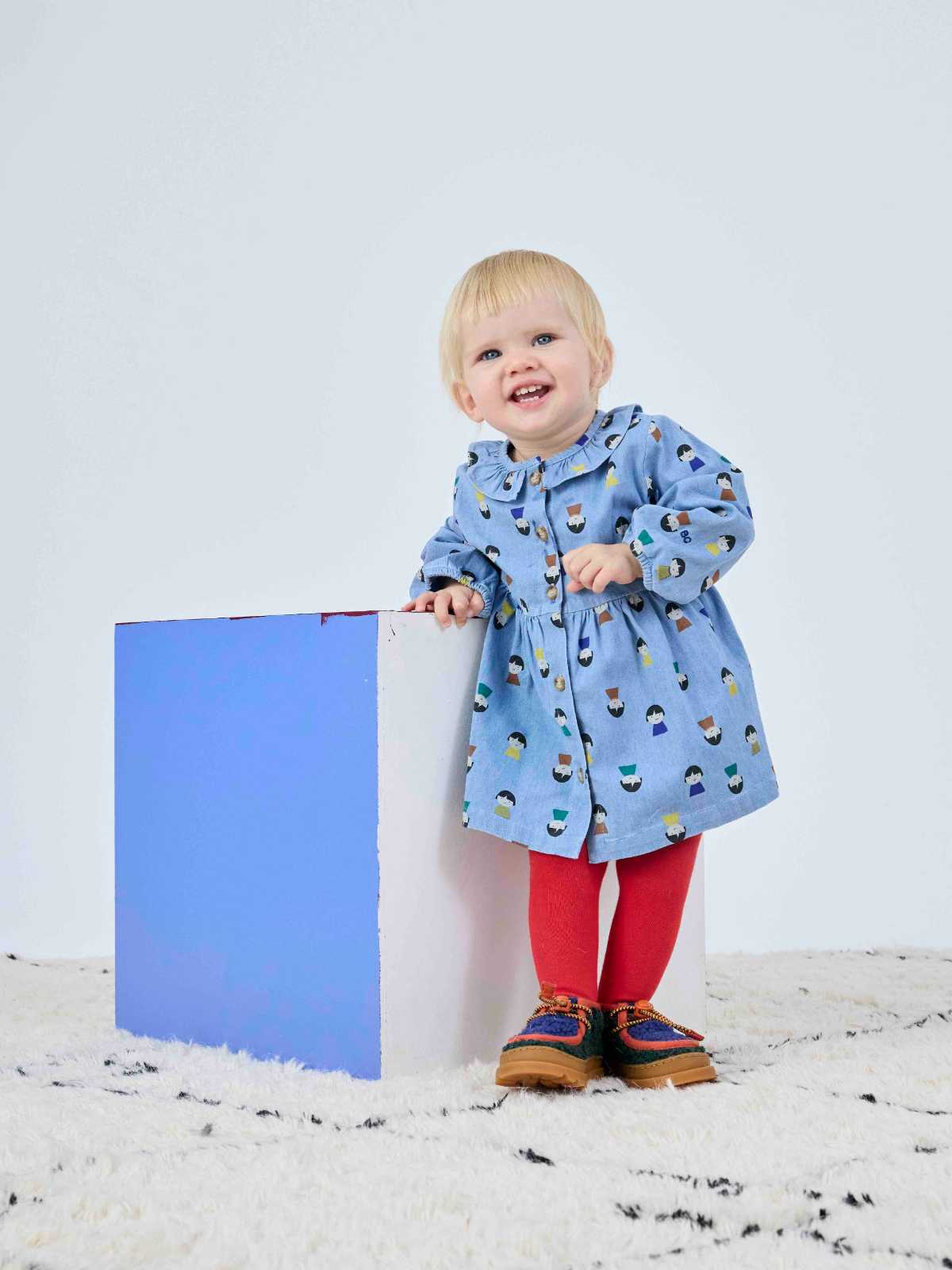 Game Pawns all over light denim dress