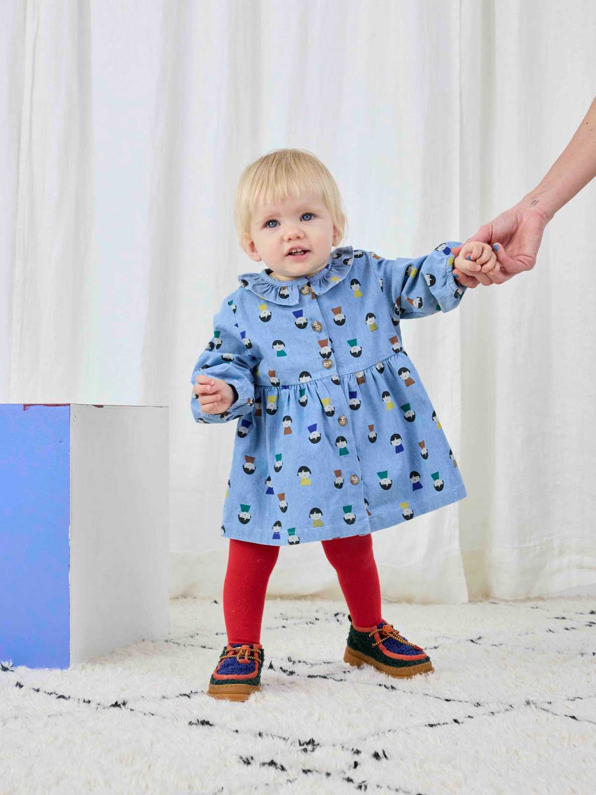 Game Pawns all over light denim dress