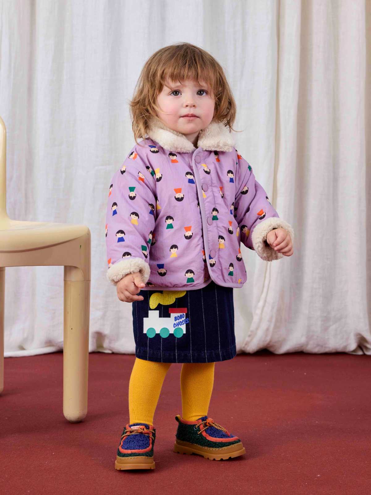 Game Pawns all over reversible sheepskin jacket