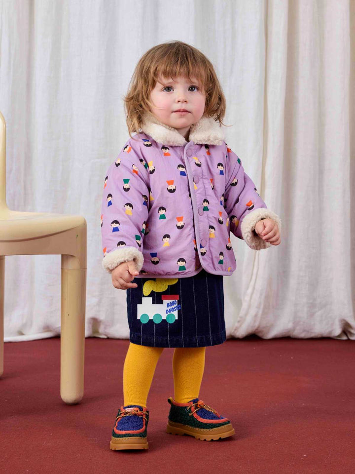 Game Pawns all over reversible sheepskin jacket