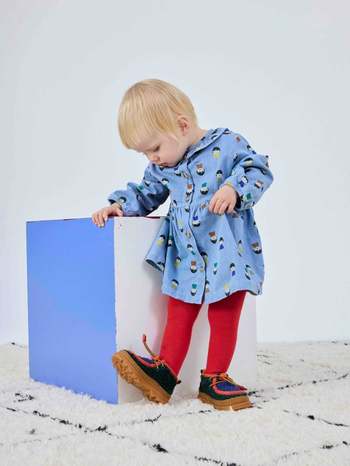 Game Pawns all over light denim dress