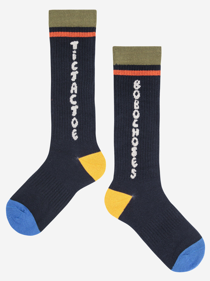 Tic Tac Toe navy extra long socks