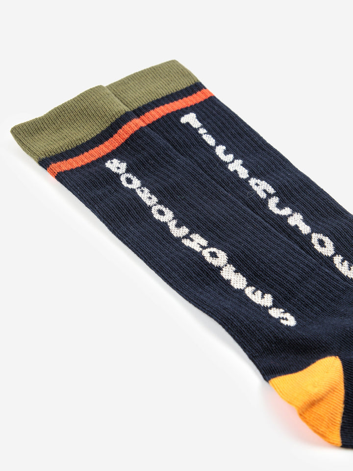 Tic Tac Toe navy extra long socks