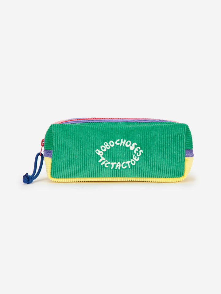 Tic Tac Toe color block corduroy pencil case