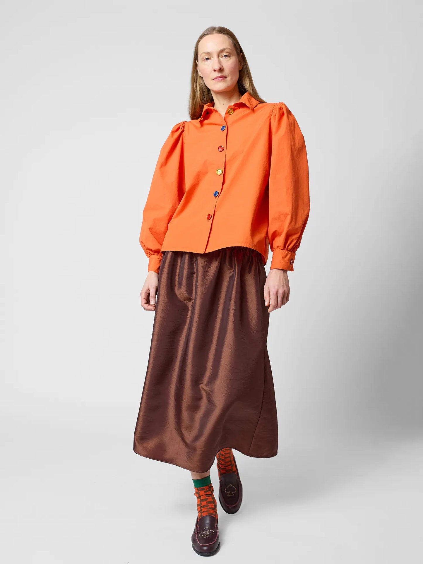 Midi tafetan skirt