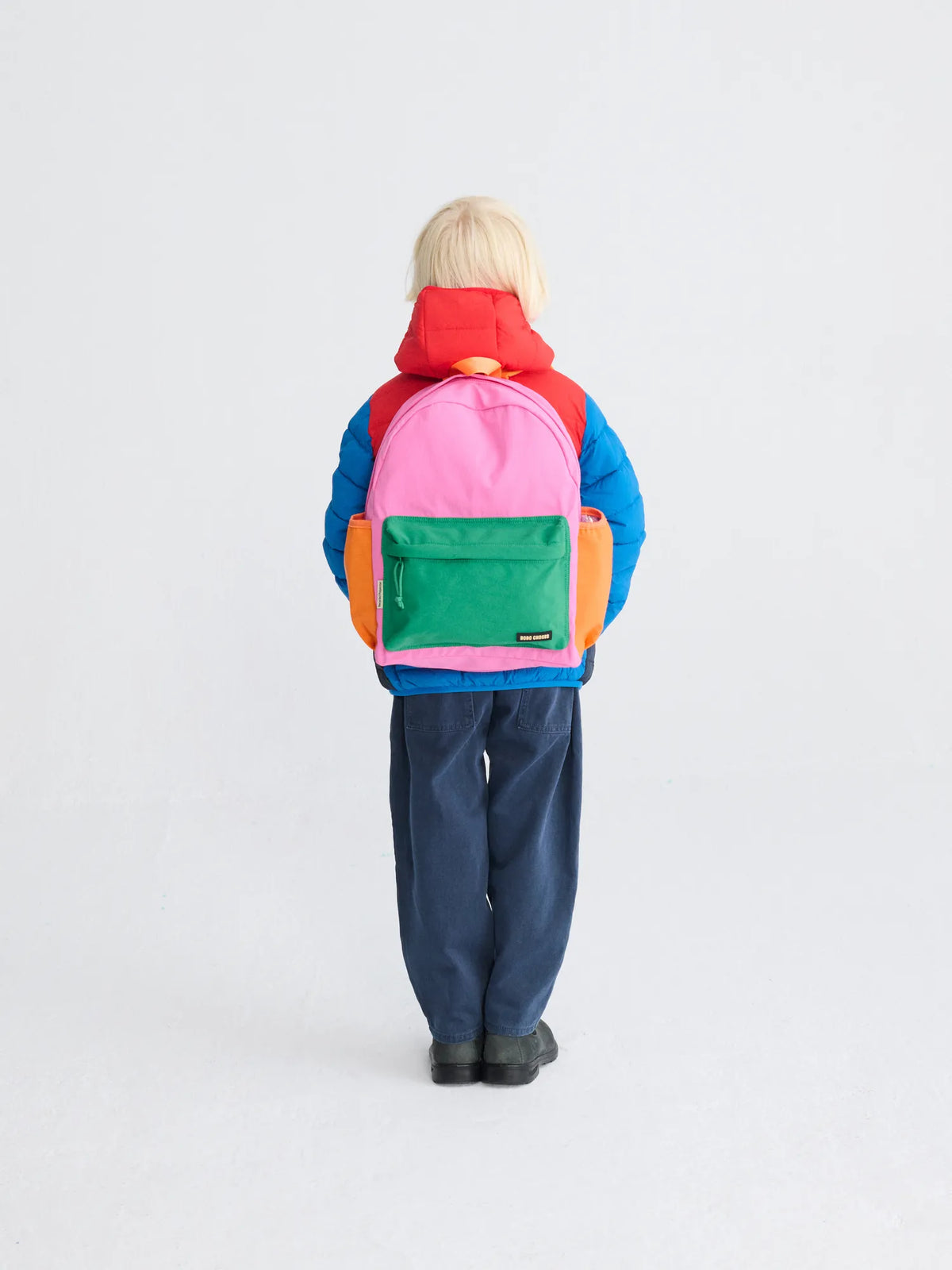 Bobo Choses pink color block backpack