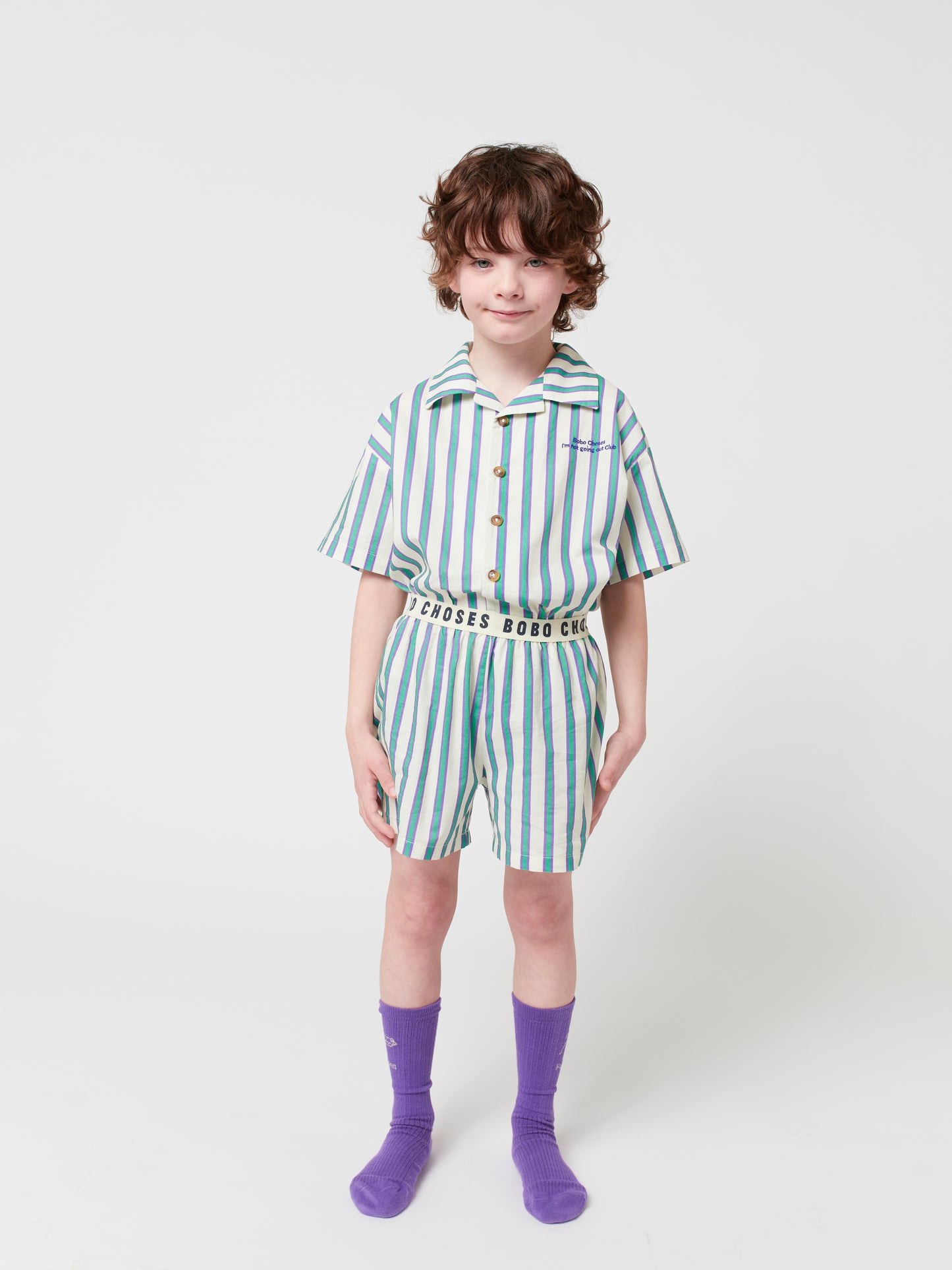 Green Stripes loungewear woven set