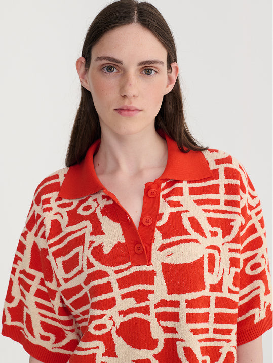 Cookery festival jacquard knitted polo