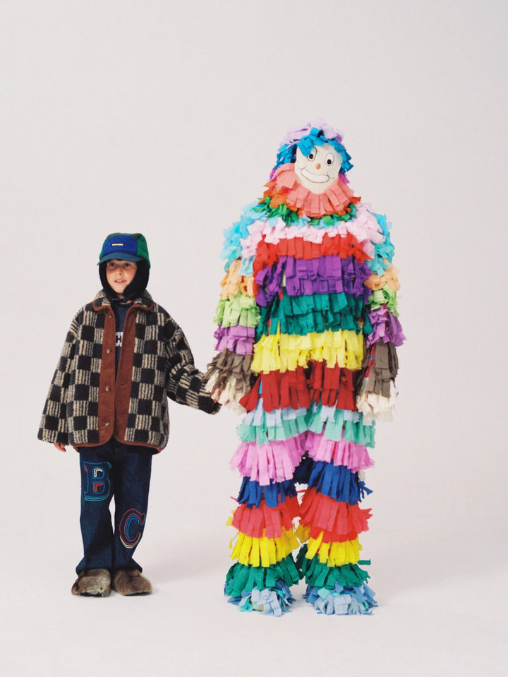 Almost Moiré all over kid sheepskin jacket