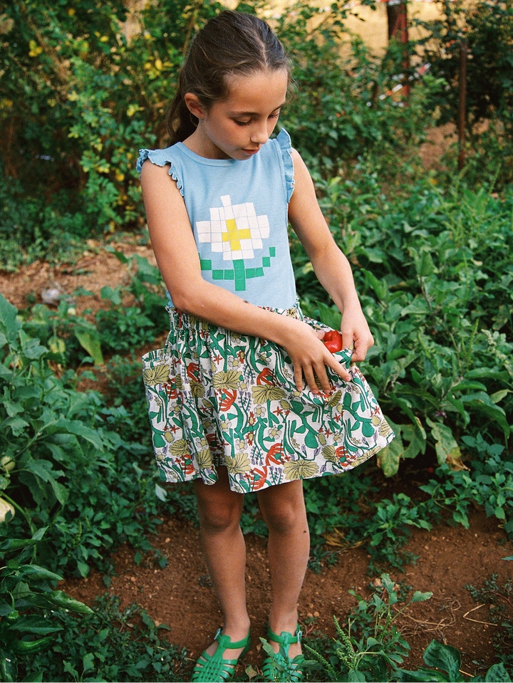 Pixel Daisy ruffled top