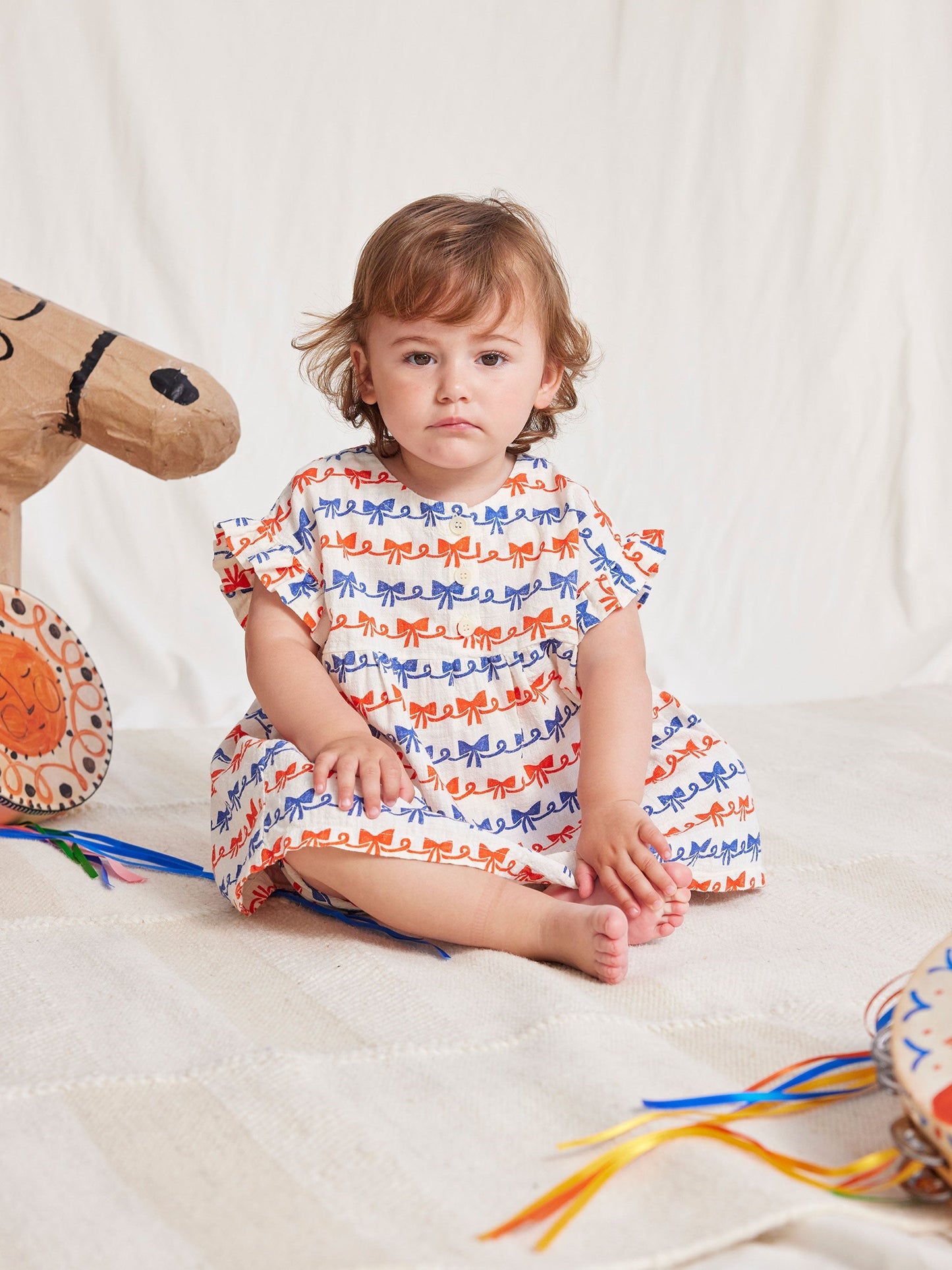 Ribbon Bow all over woven dress