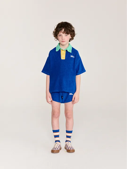 Color block terry cloth polo