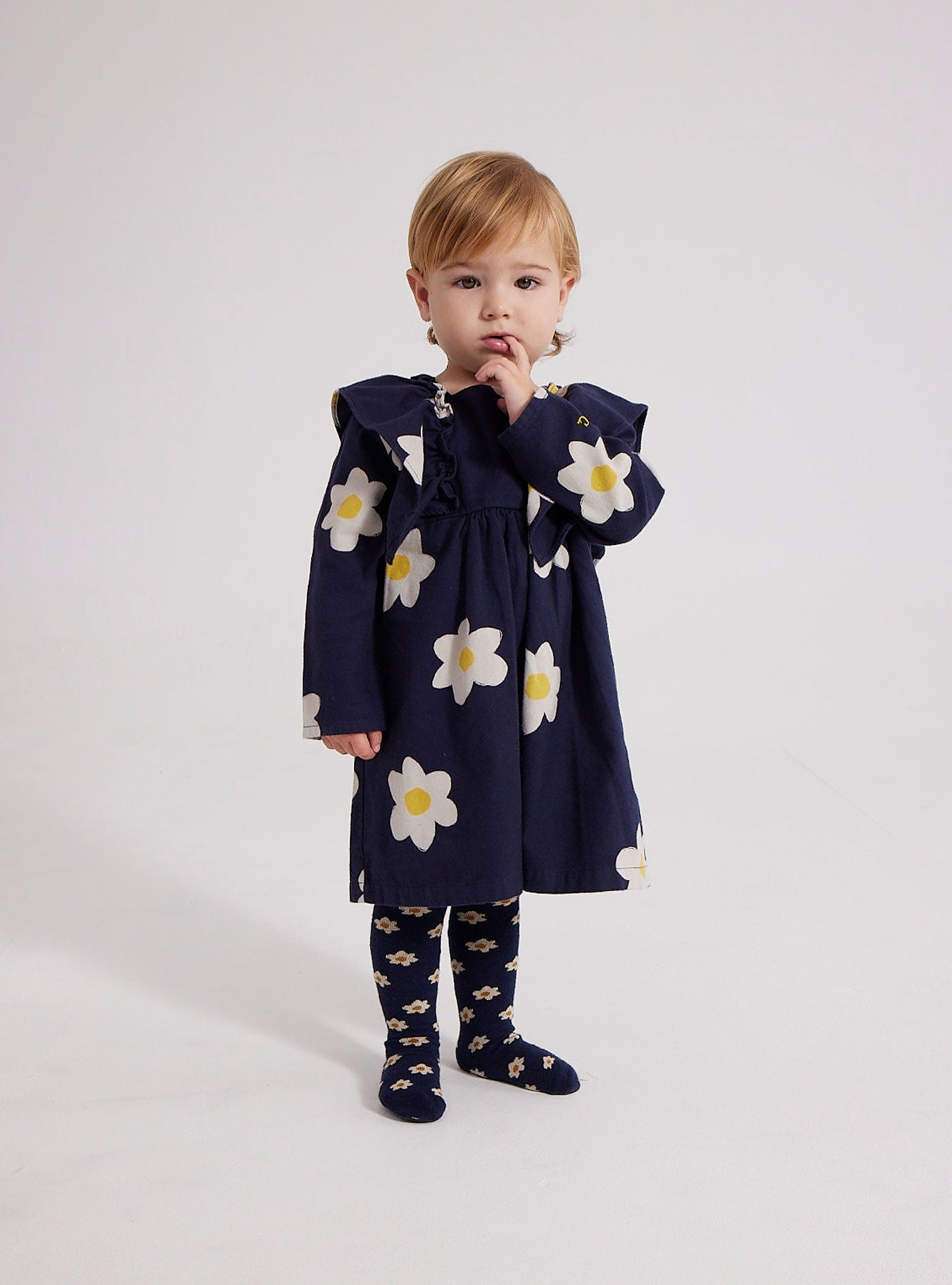 Baby Big Flower all over ruffle woven dress