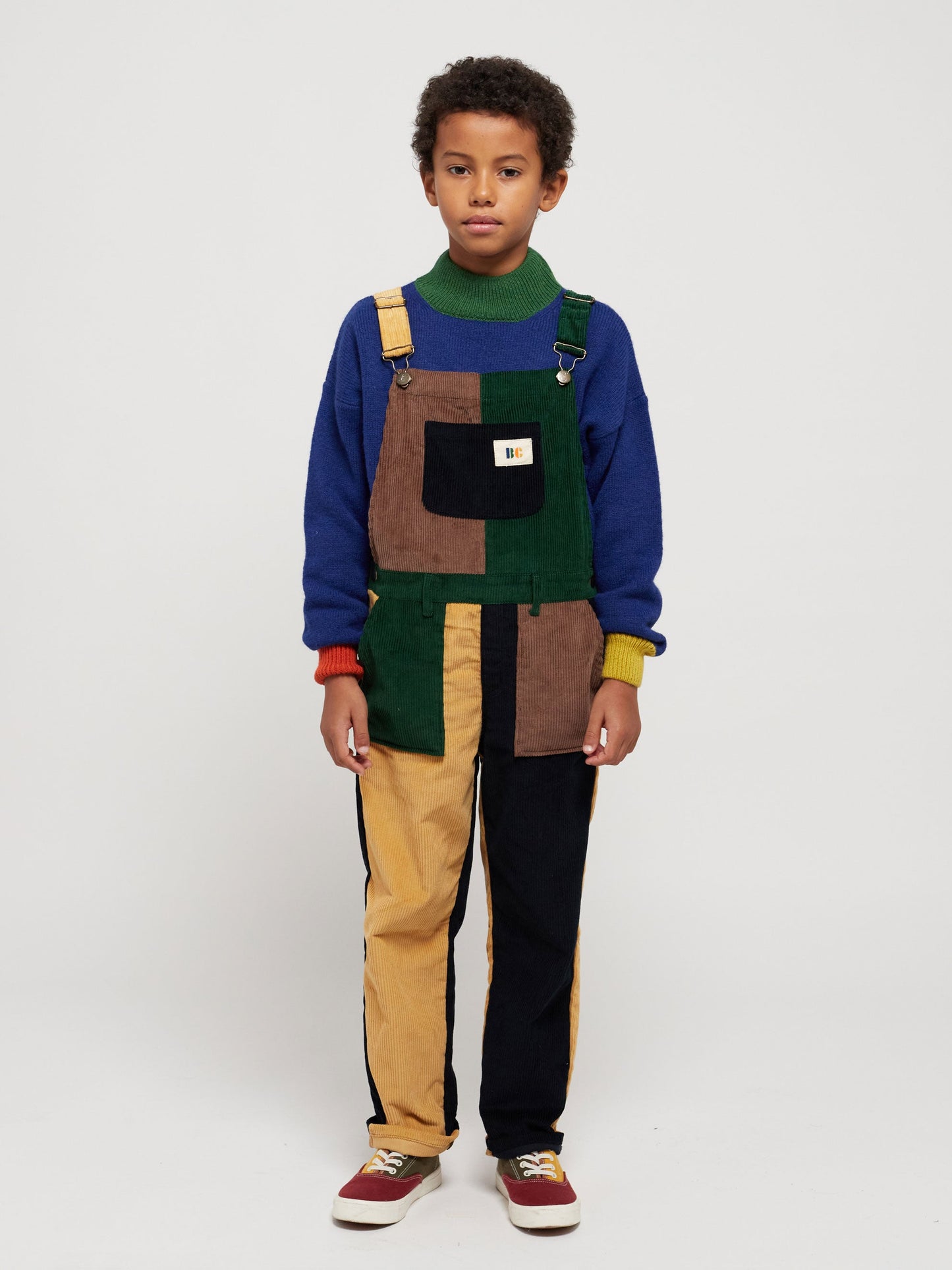 Color Block corduroy dungaree