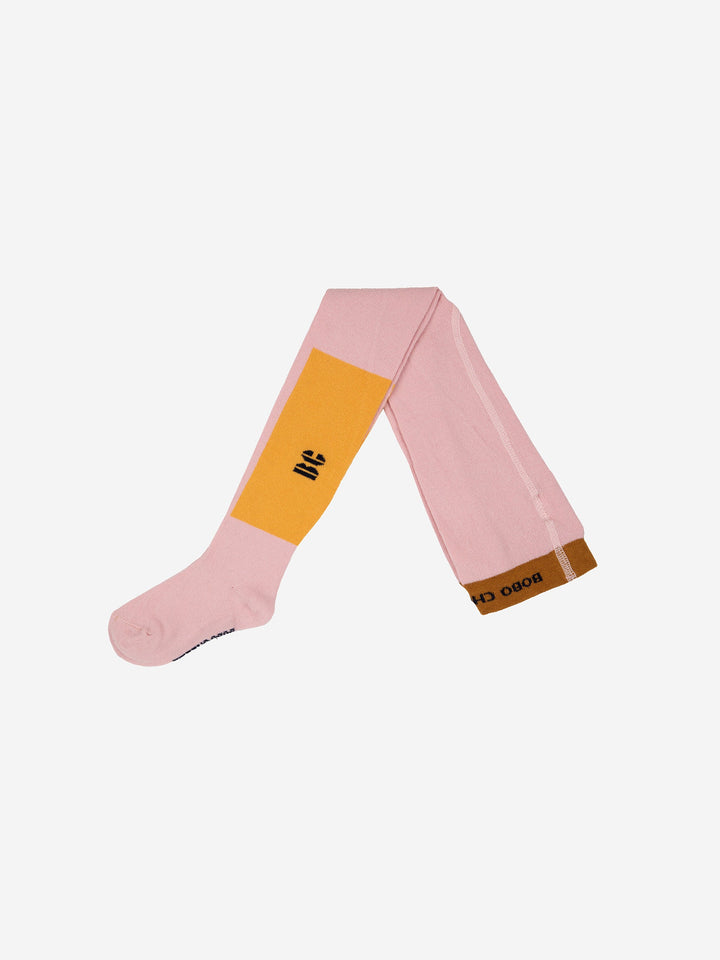 Baby color block pink tights