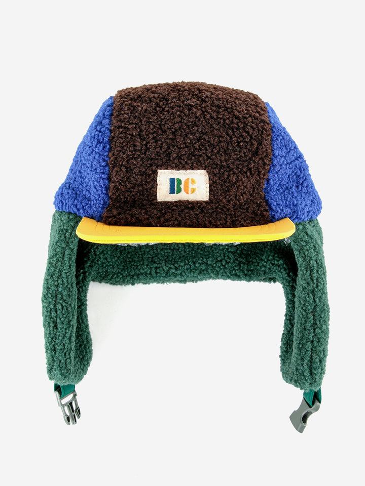 Color Block blue sheepskin chapka