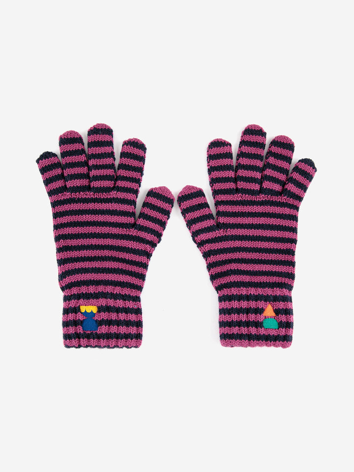 Funny Friends striped knitted gloves