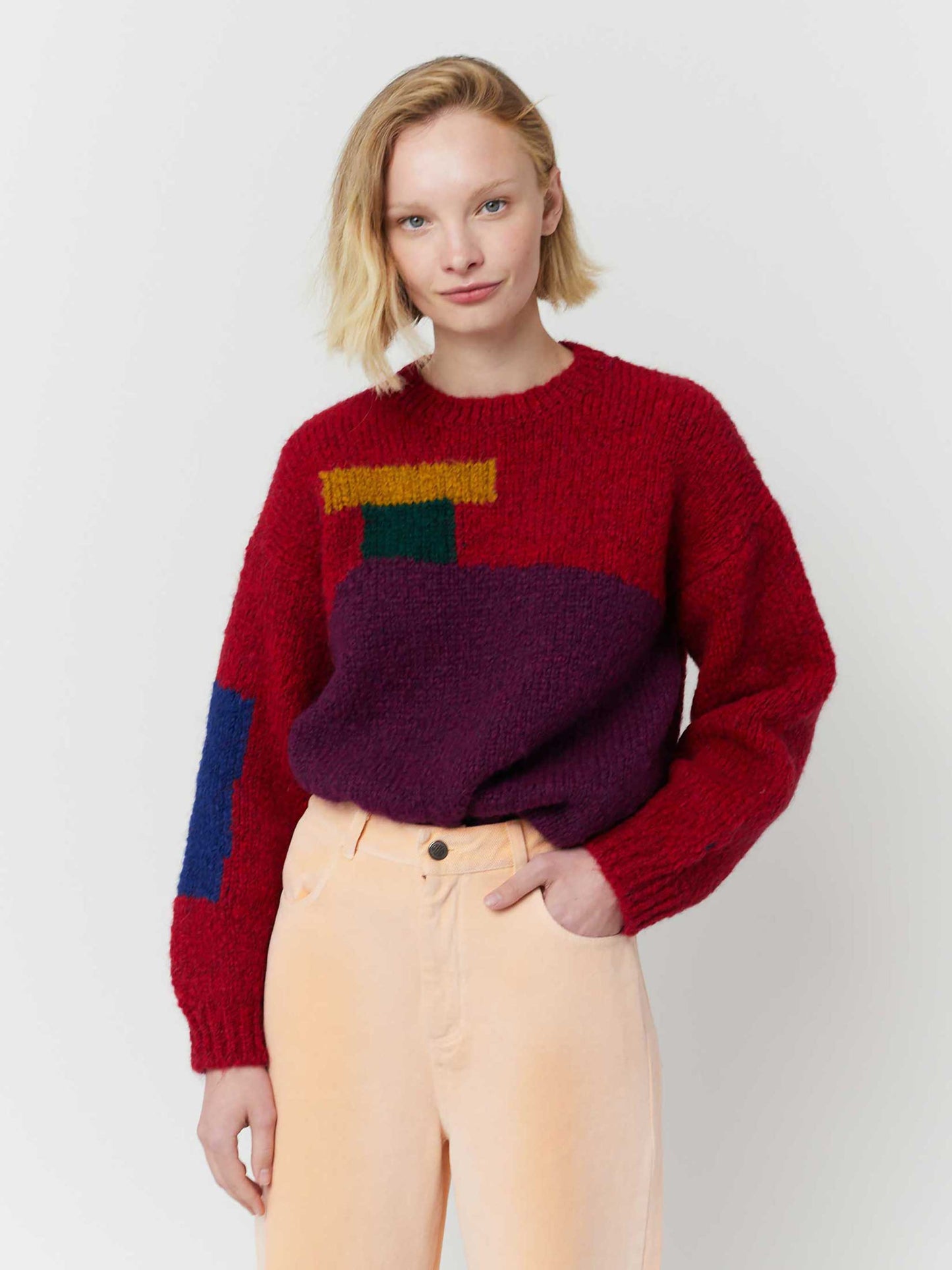 Top of the hill intarsia chunky jumper