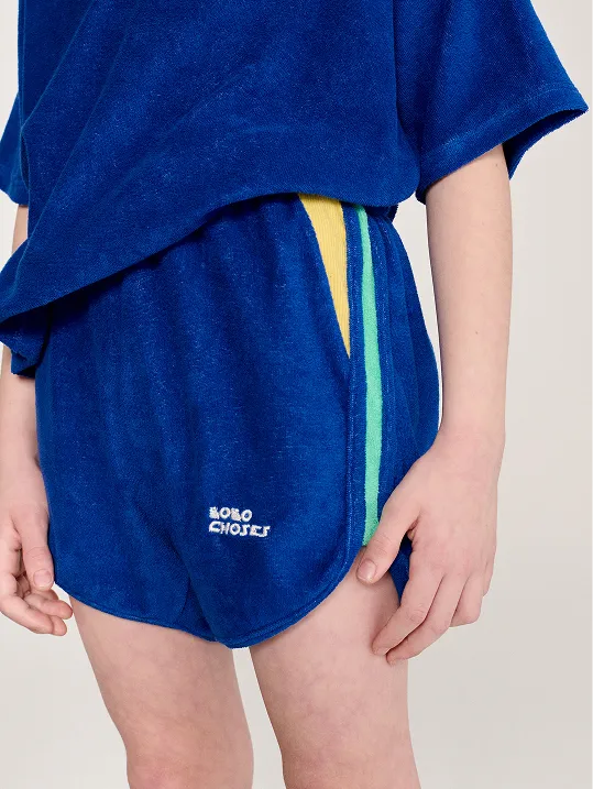 Color block terry cloth shorts