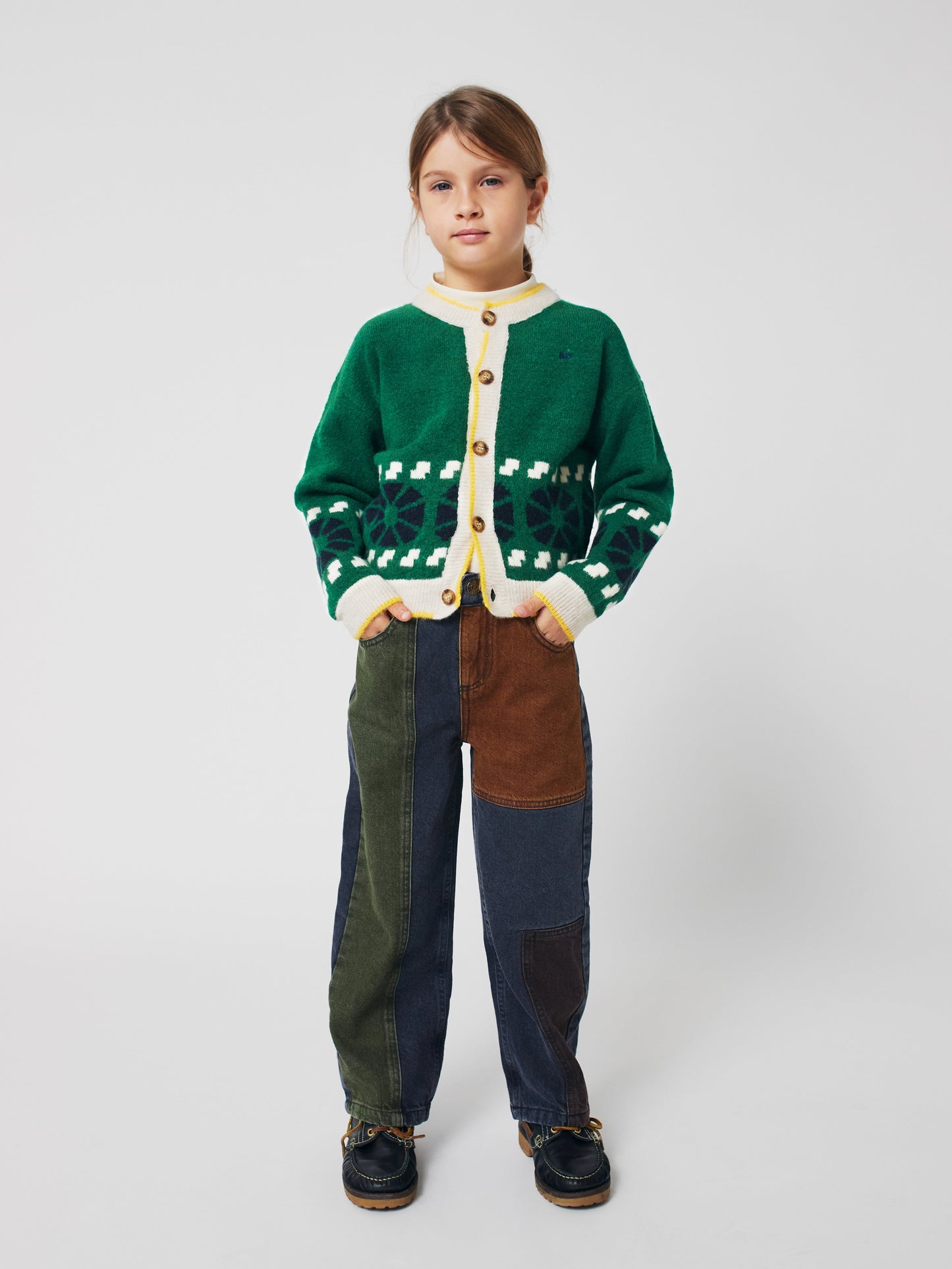 Bobo Choses カラーブロックデニムパンツ