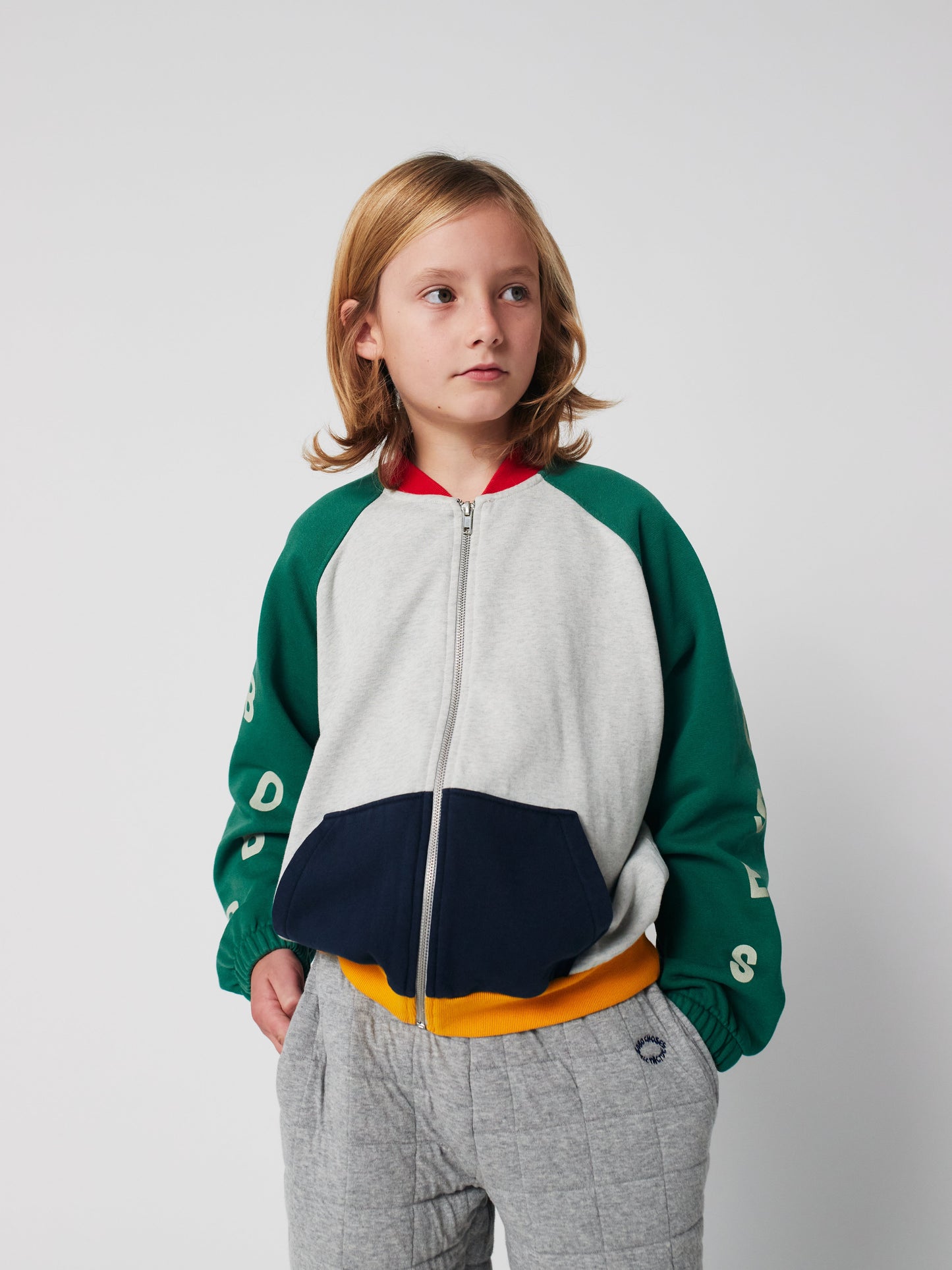 Bobo Choses カラーブロックジップスウェットシャツ