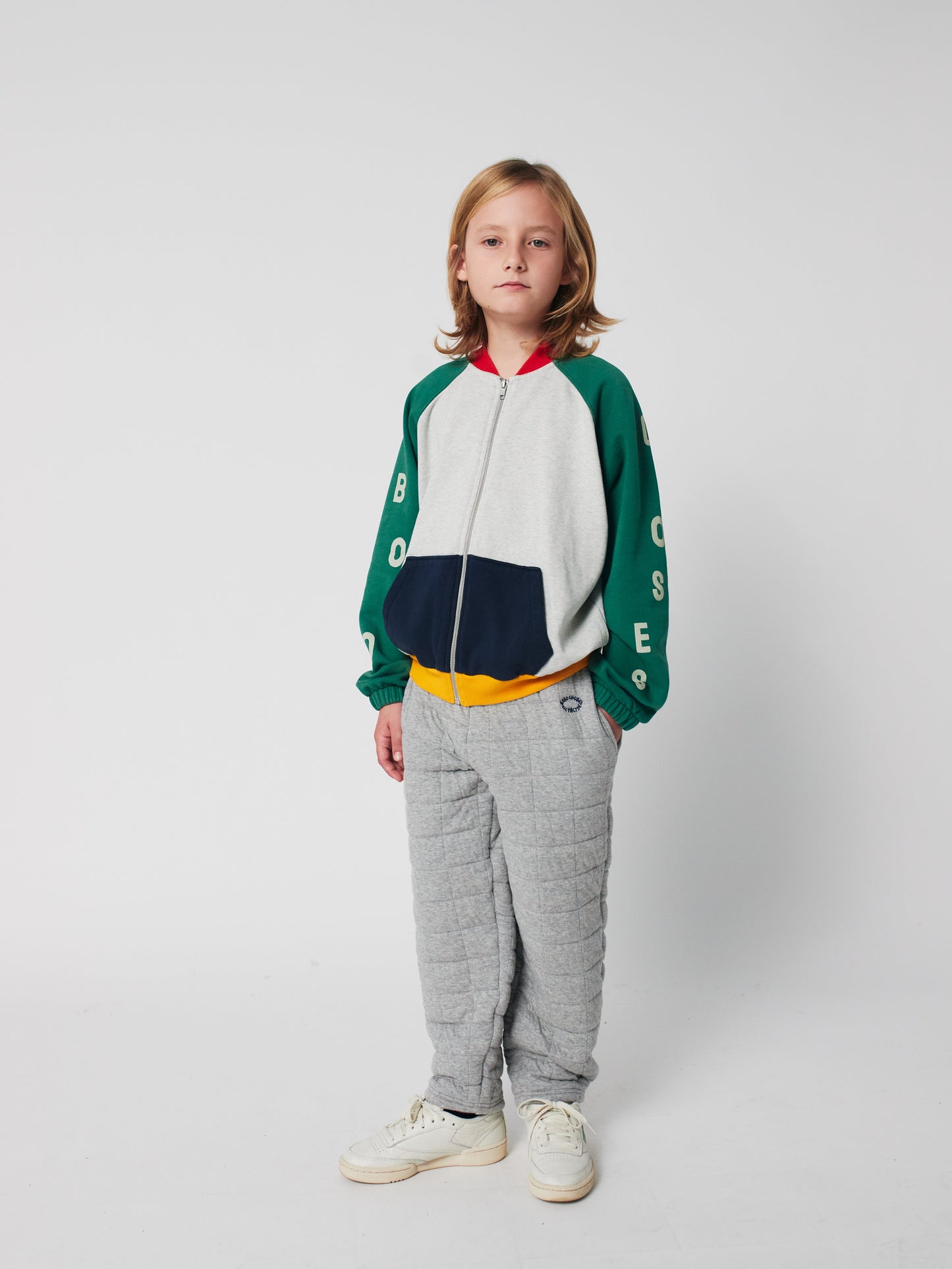 Bobo Choses カラーブロックジップスウェットシャツ