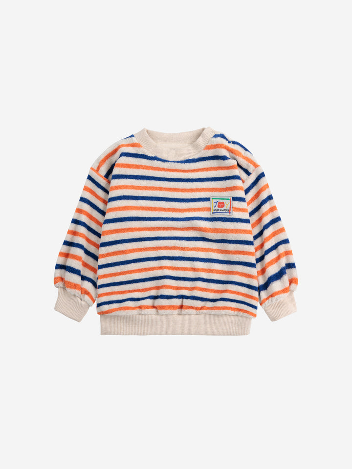 Striped terry cloth sweatshirt