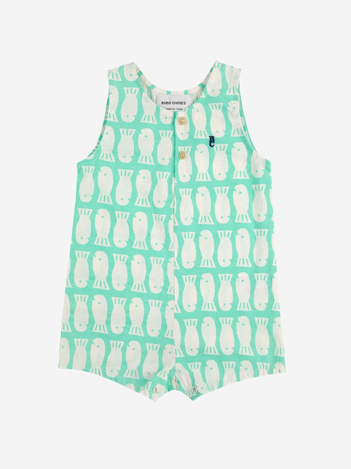 Lucky Fish all over woven playsuit