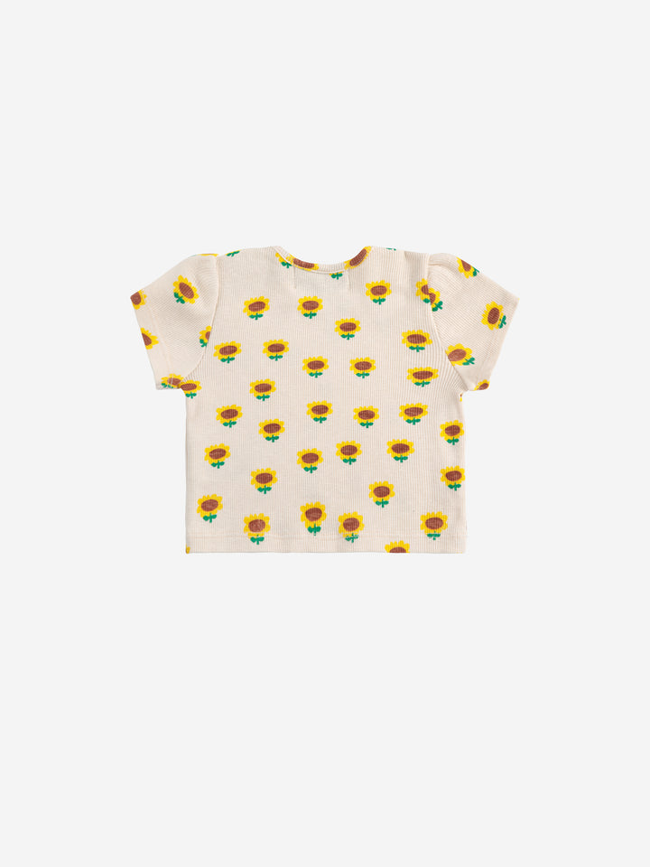 ひまわり柄バルーンスリーブTシャツ