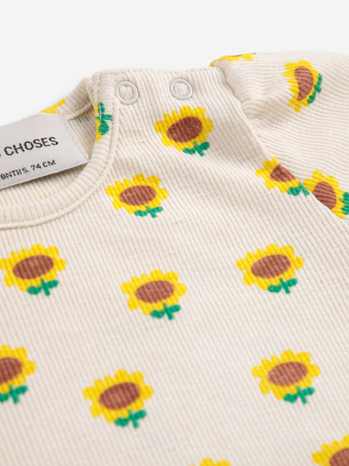 ひまわり柄バルーンスリーブTシャツ