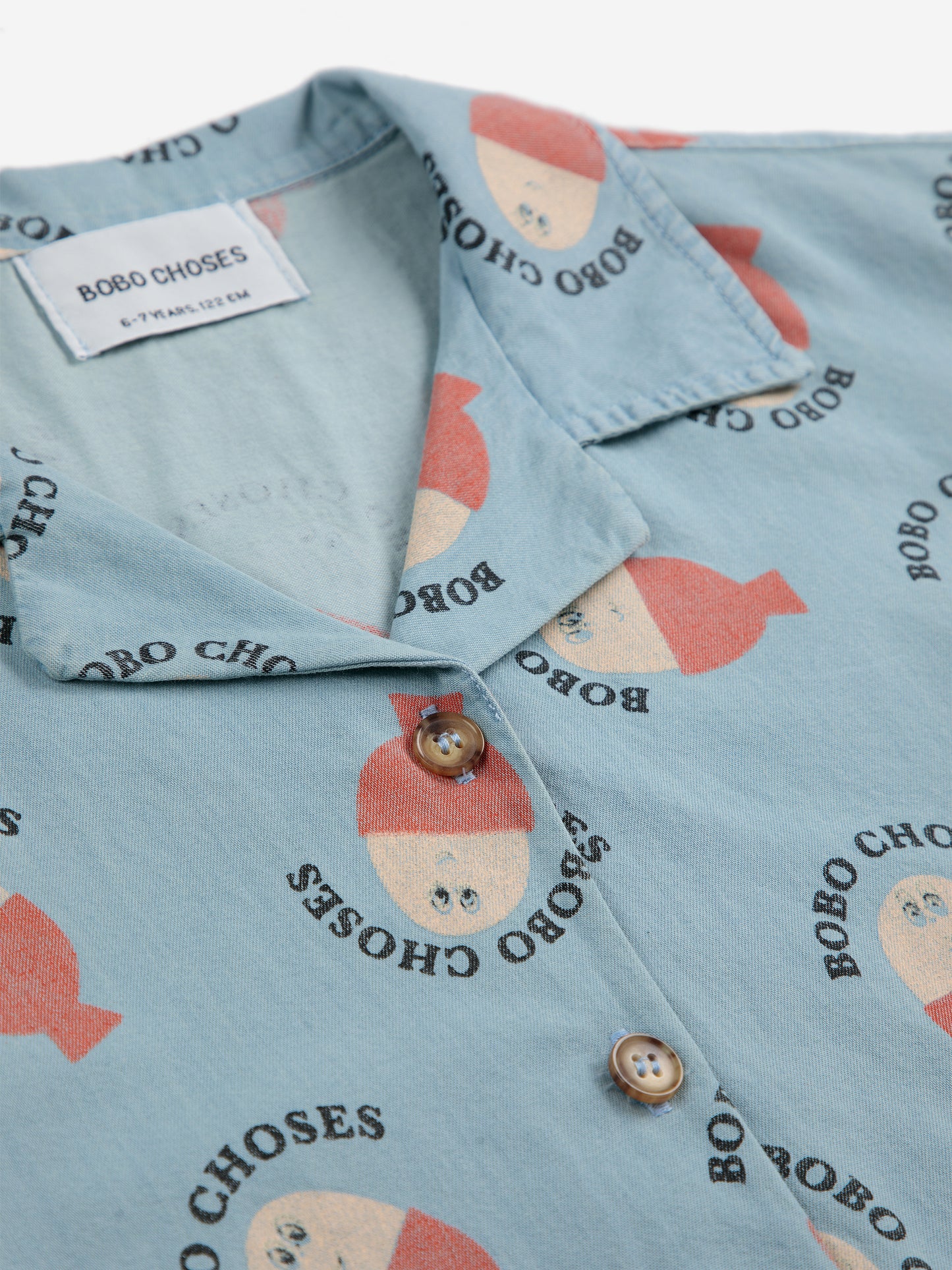 Morning Egg all over light denim shirt