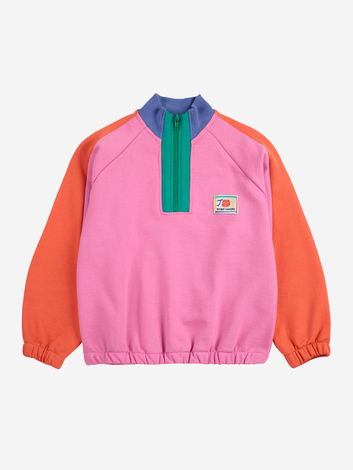 Smiling color block 1/4 zipped sweatshirt