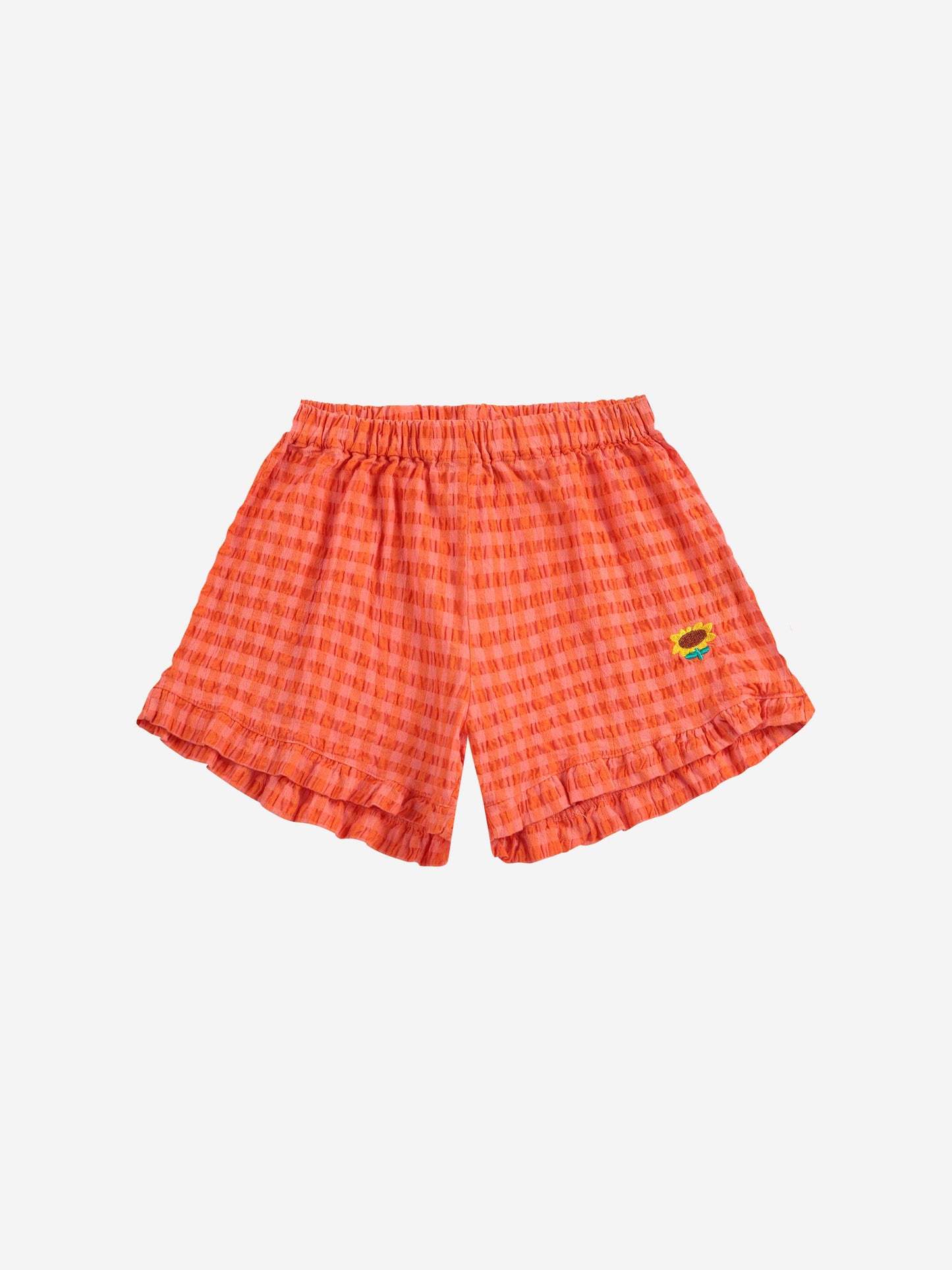 Vichy ruffle woven shorts