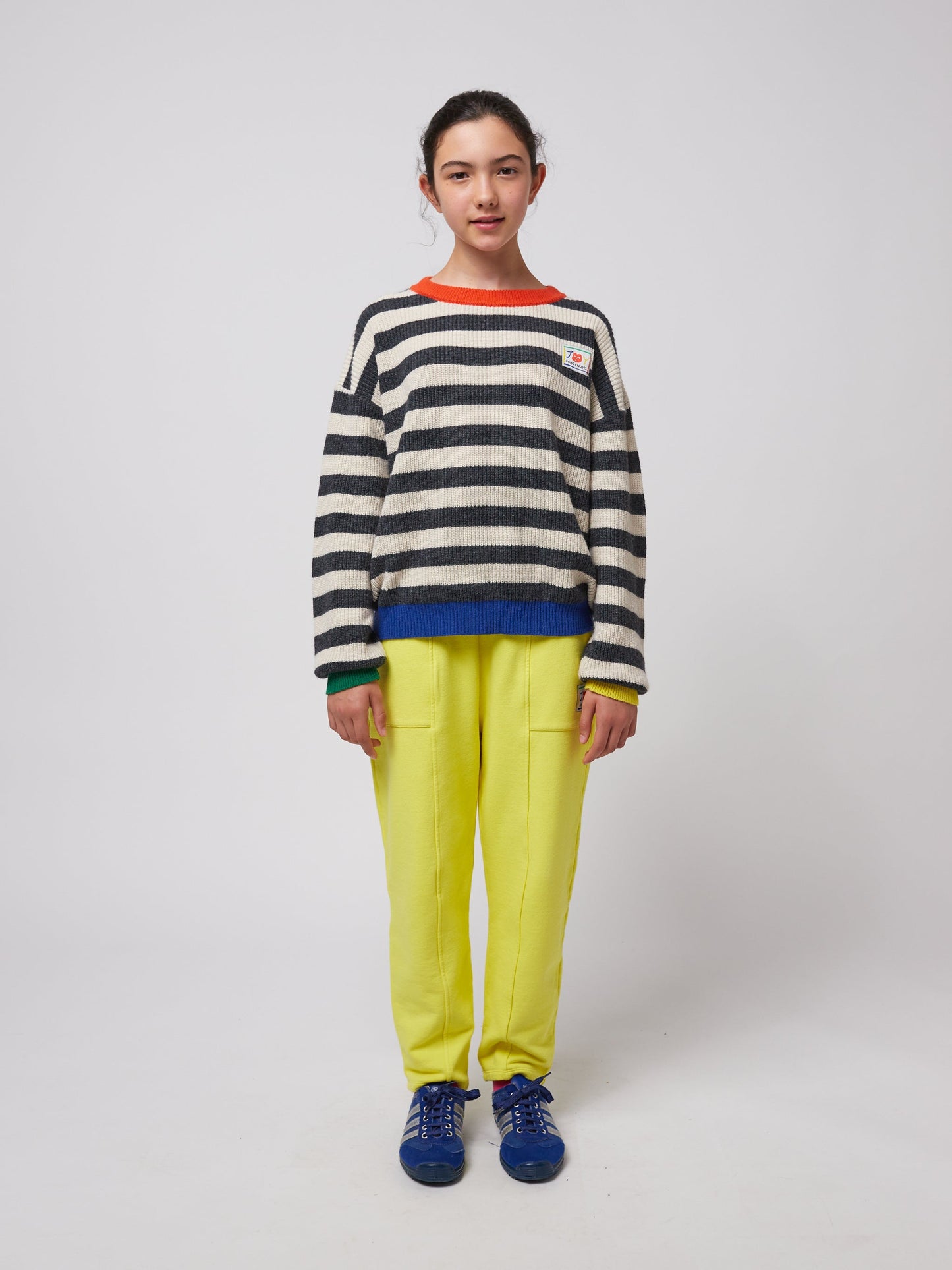 Smiling yellow jogging pants