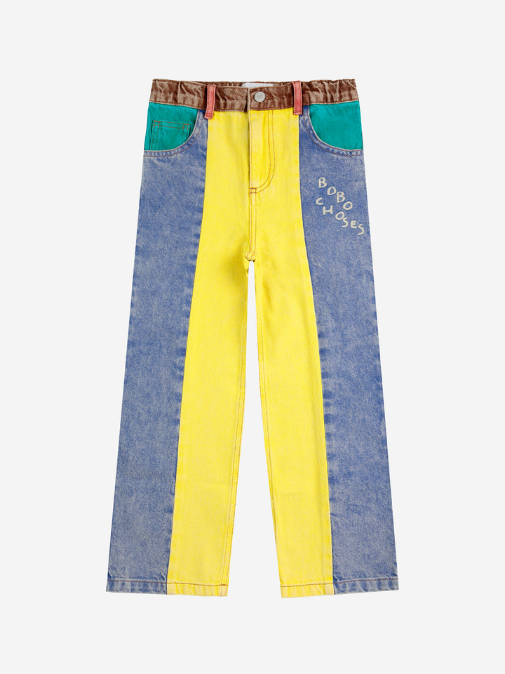 Color block denim pants