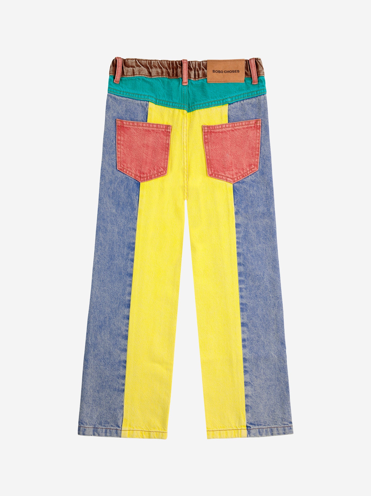 Color block denim pants