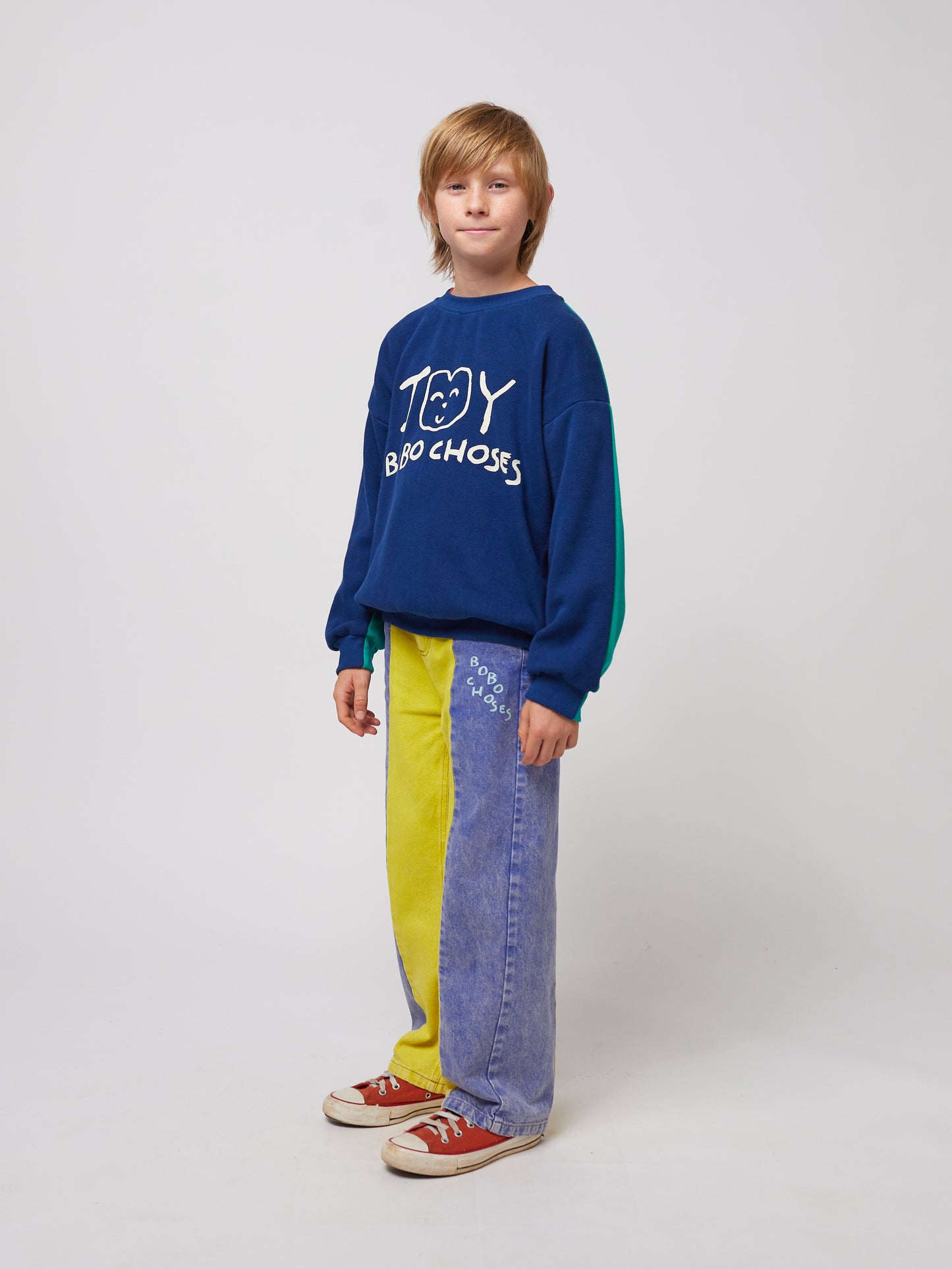 Color block denim pants