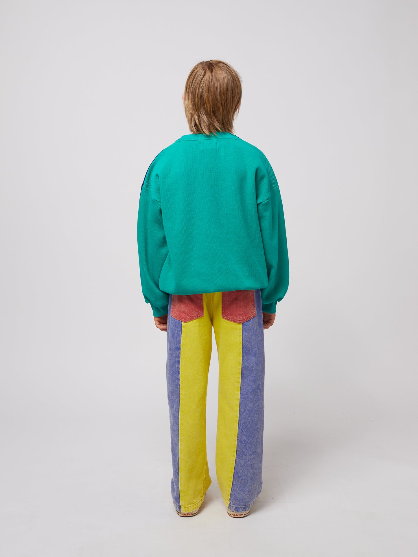 Color block denim pants