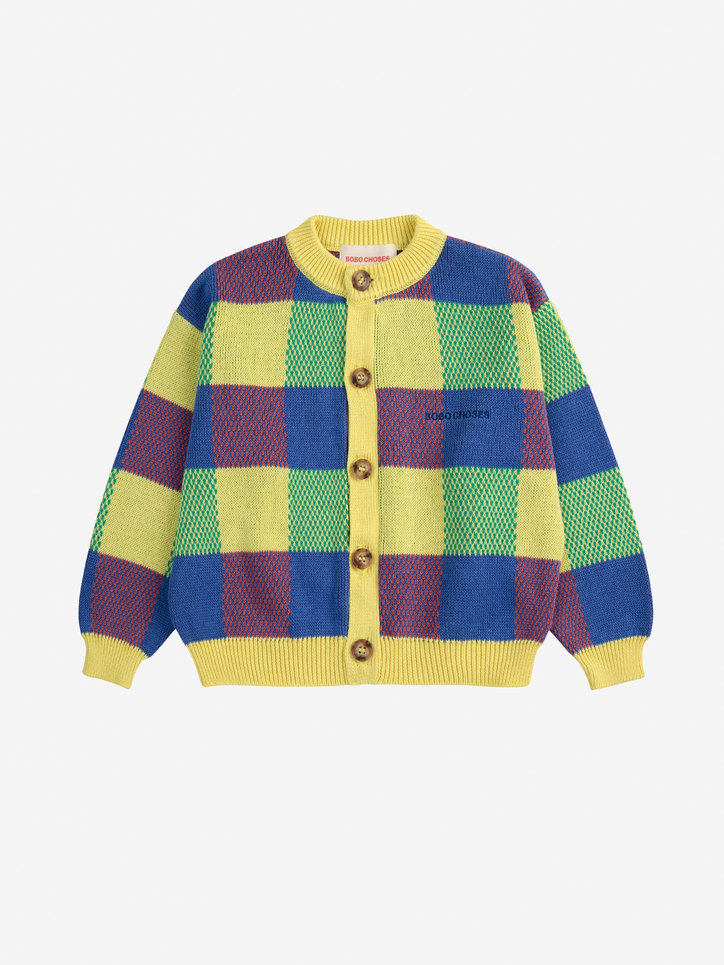 Multicolor vichy jacquard cardigan