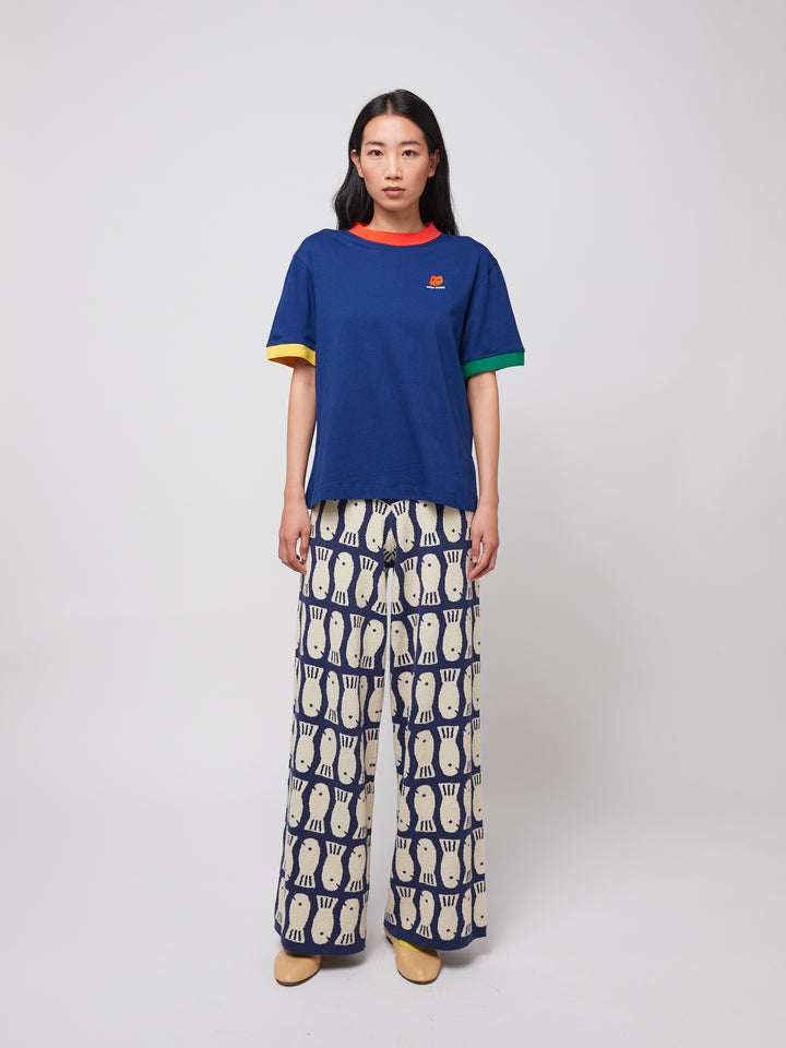 Logo embroidery color block T-shirt