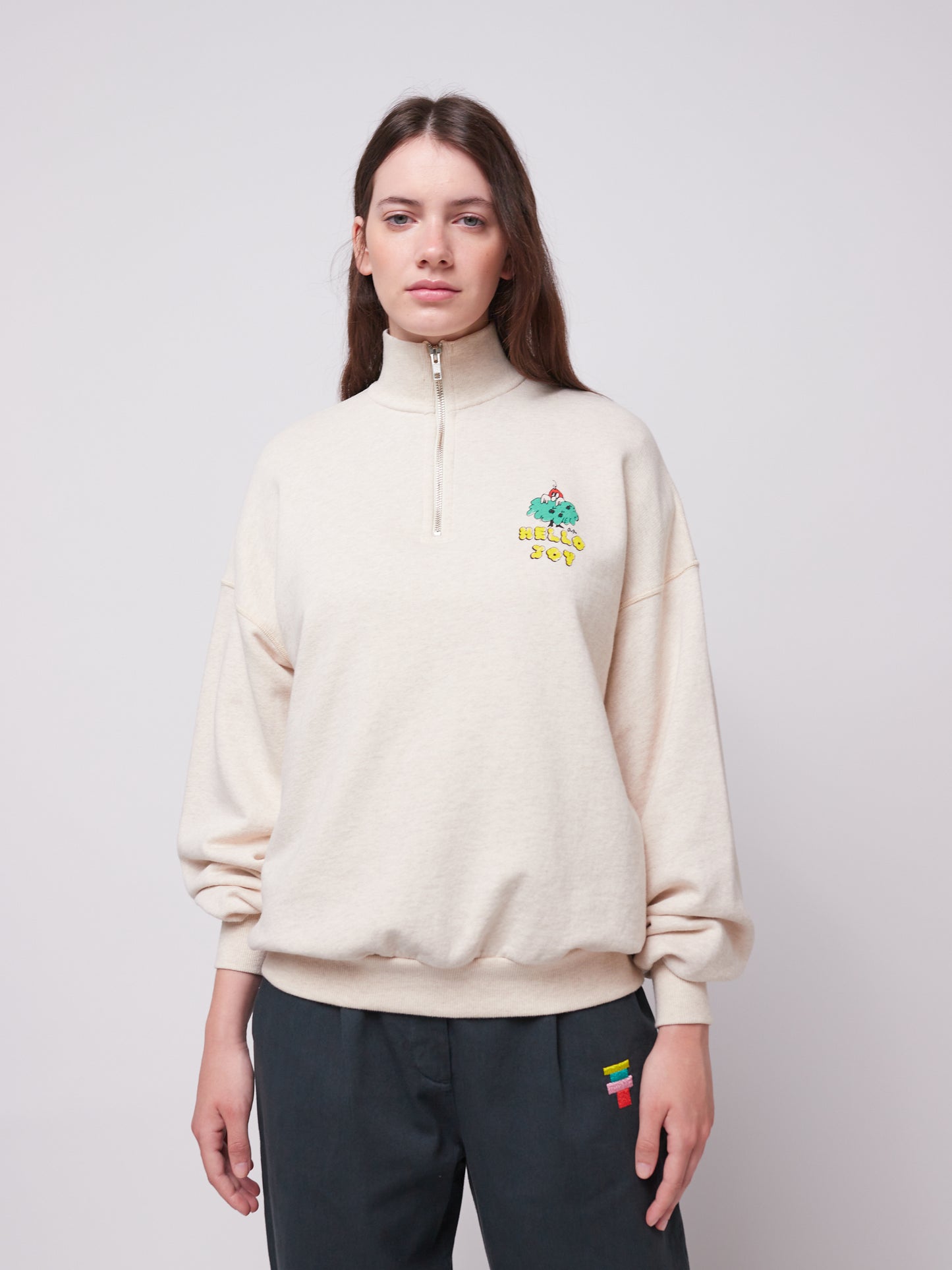 Logo zipper relaxed sweatshirt