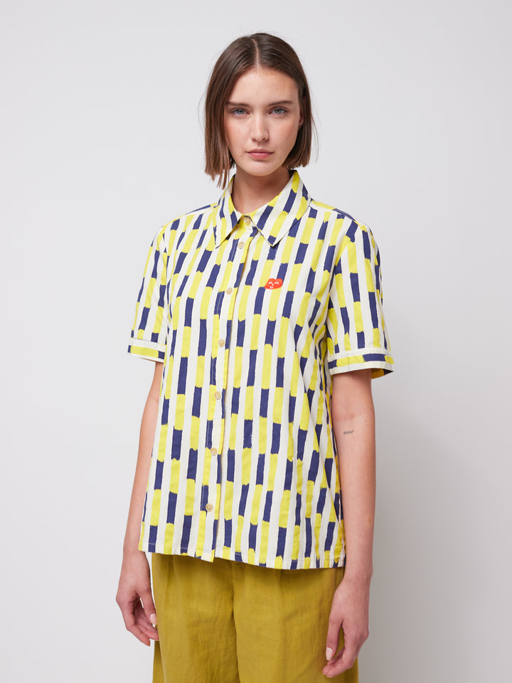 Brush Strokes print fitted shirt