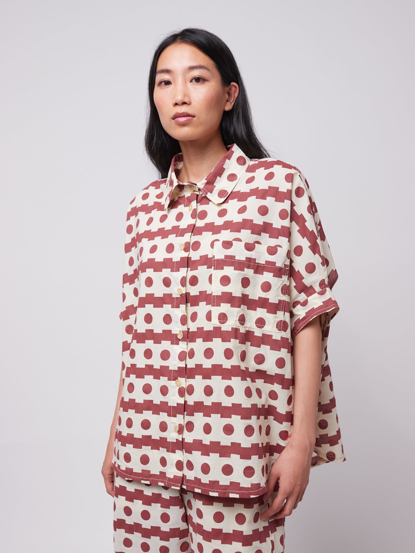 Geometric print oversize shirt