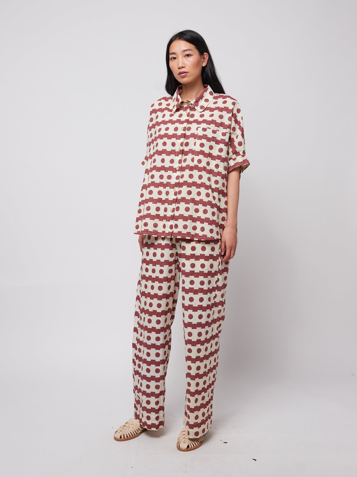 Geometric print oversize shirt